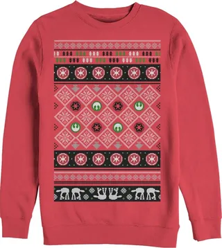 Men's Star Wars Ugly Christmas Famous Symbols Sweatshirt - Red - 2X Large