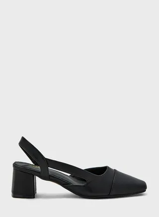 Patent Block Heel Slingback Pump