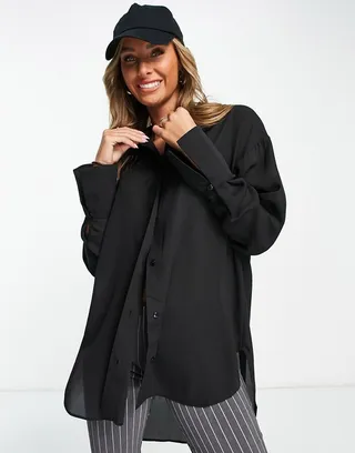 ASOS DESIGN oversized soft shirt in black
