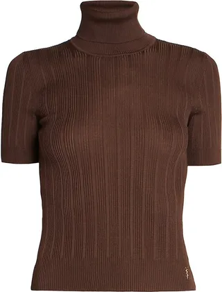 Monogram Top In Ribbed Silk