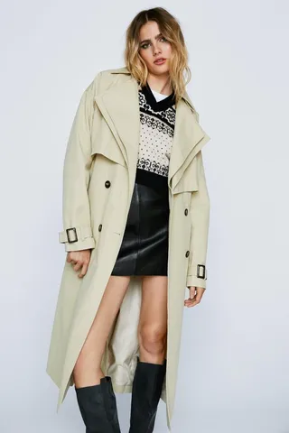 Nasty Gal Womens Premium Twill Double Layer Trench Coat