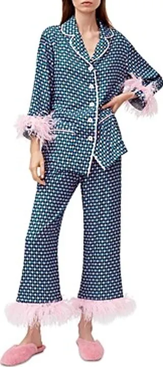 Sleeper Party Feather Trim Pajama Set