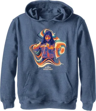 Boy's Marvel Doctor Strange in the Multiverse of Madness Groovy Chavez Pull Over Hoodie - Navy Blue Heather - Small