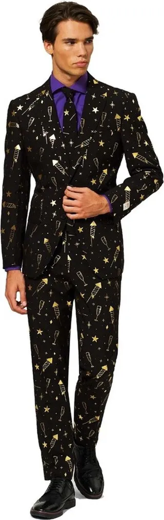 OppoSuits Men's Christmas Suit - Fancy Fireworks - Multicolor - Size: US 50