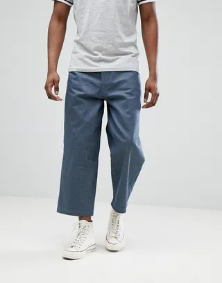 ASOS DESIGN Wide Leg Cropped Jeans In Raw Gray