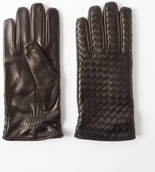 Intrecciato-leather Gloves