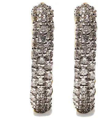18kt yellow gold Petite Pavé diamond huggie hoop earrings