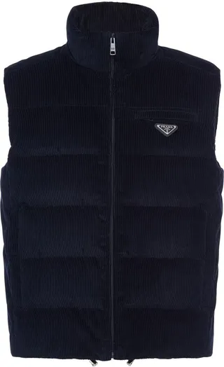 Logo-Patch Padded Corduroy Gilet