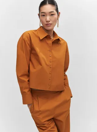 Button Down Crop Shirt