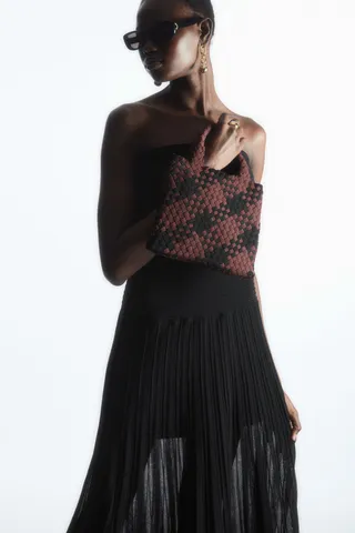 Mini Checked Woven Tote