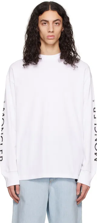 Moncler Genius 4 Moncler HYKE White Print Long Sleeve T-Shirt