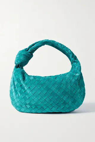Bottega Veneta - Jodie Teen Knotted Intrecciato Suede Tote - Blue