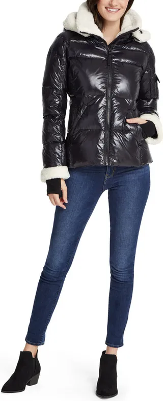 Faux Fur Sherpa Trimmed Callie Down Puffer