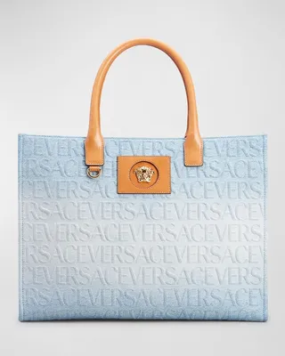 La Medusa Monogram Denim Tote Bag
