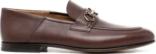 Gancini-Ornament leather loafers