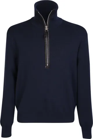Wool Zip-up Polo Pullover