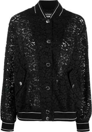 Lace-Detail Bomber Jacket