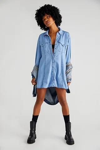Sammi Denim Mini Dress by We The Free at Free People