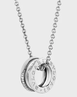 B.Zero1 White Gold Wave Diamond Pendant Necklace