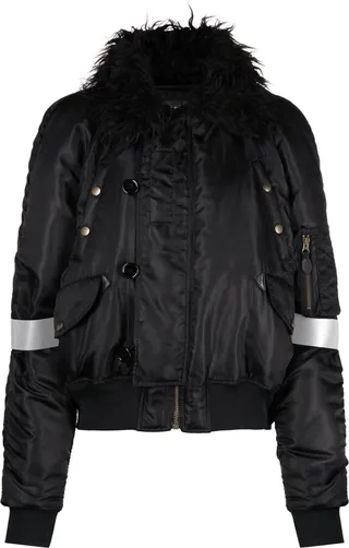 Brushed-Collar Bomber Jacket