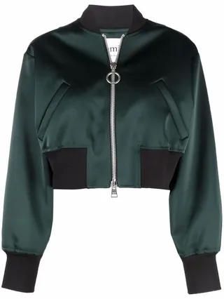 Cropped Zipped Bomber Jacket