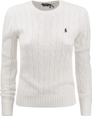 The Slim-Fit cut and classic cable knit define the unmistakable Polo style of this shirt. Perfect with a pair of patterned trousers or skinny leather jeans.