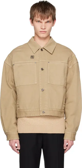 Wooyoungmi Beige Cropped Denim Jacket