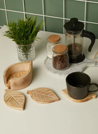 Set Of 4 Leaf Design Coasters