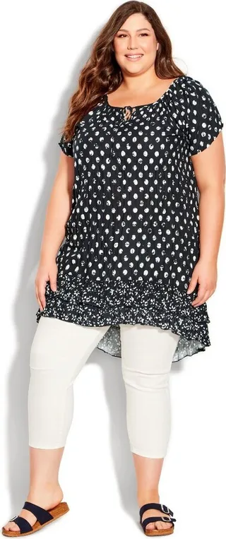 EVANS | Women's Plus Size Ava Crush Tunic - navy - 14W