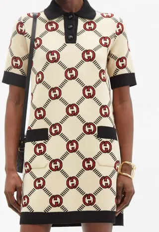 GG-jacquard Reversible Wool-blend Mini Dress