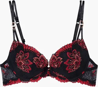 Embroidered stretch-tulle underwired balconette bra
