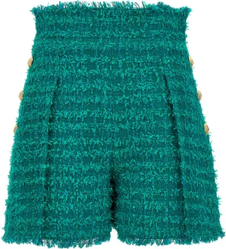 Logo Button Tweed Bermuda Shorts