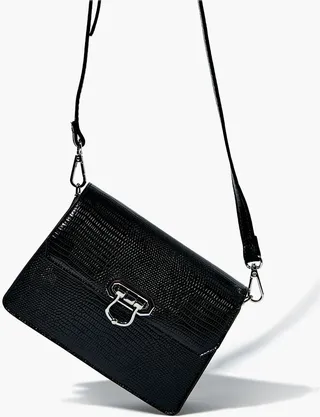 Faux Croc Crossbody Bag