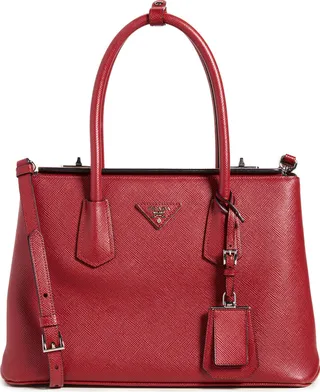 What Goes Around Comes Around Prada Red Saffiano Twinbag