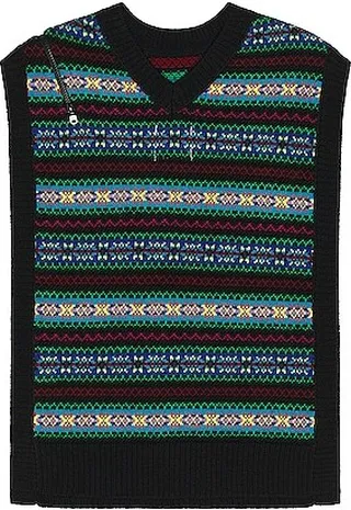 TAKAHIROMIYASHITA The Soloist Reverse Fair Isle Pattern Vest in Black