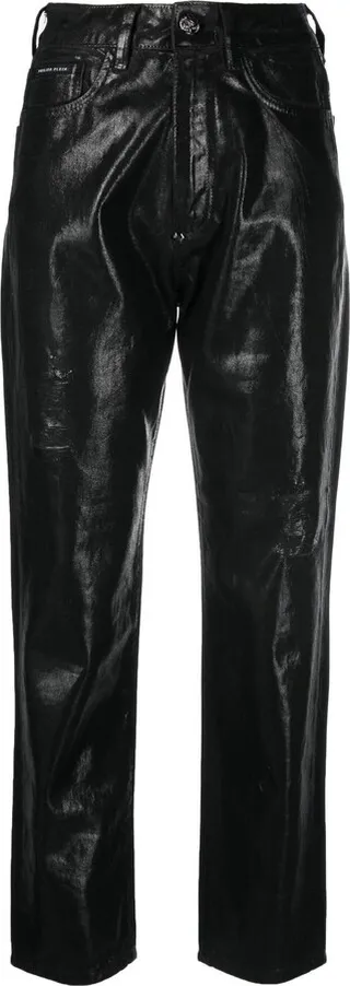 Metallic Cropped Boyfriend Jeans