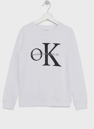 Girls Text Printed Sweatshirt
