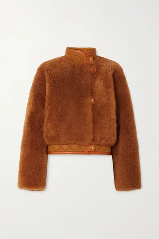 Loro Piana - Leather And Quilted Cashmere-trimmed Shearling Jacket - Brown