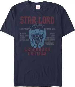 Men's Marvel Guardians of the Galaxy Vol. 2 Star-Lord List T-Shirt - Navy Blue - 2X Large