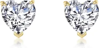 Simulated Diamond Heart Stud Earrings