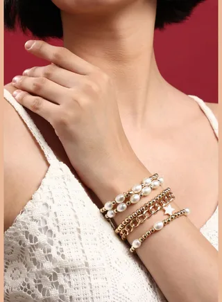 Gold Plated Designer Stone Western Wear Bracelet For Women