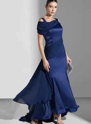 Frill Sleeve Ruched Detail Dress