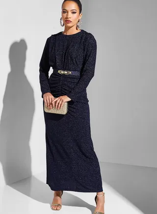 Ruched Detail Shimmer Dress