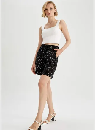 Patterned Drawstring Bermuda Shorts