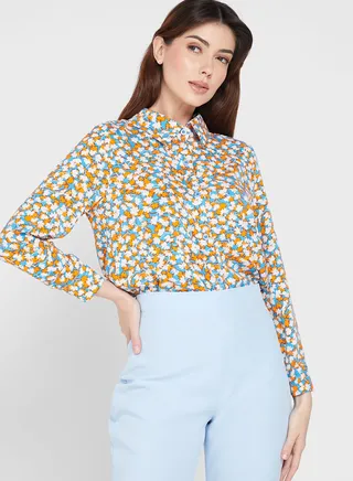 Printed Button Down Shirt