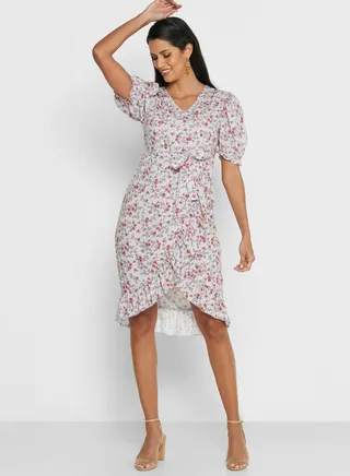 Ruffle Detail Wrap Dress