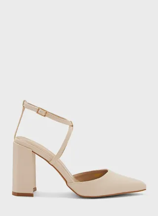 Ankle Strap Block Heel Pumps