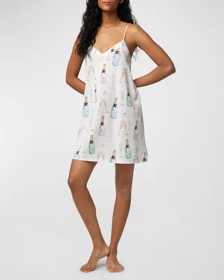Champagne-Print Poplin Chemise