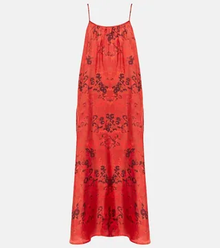 Napoli floral silk satin slip dress