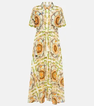 Printed cotton shirt dress